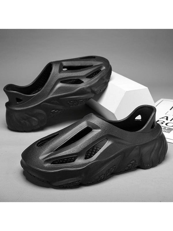 Men Cut Out Clogs, Black Outdoor EVA Vented Clogs