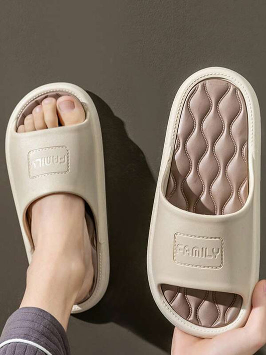 Fashion Slippers For Men, Letter Embossed Single Band Slides