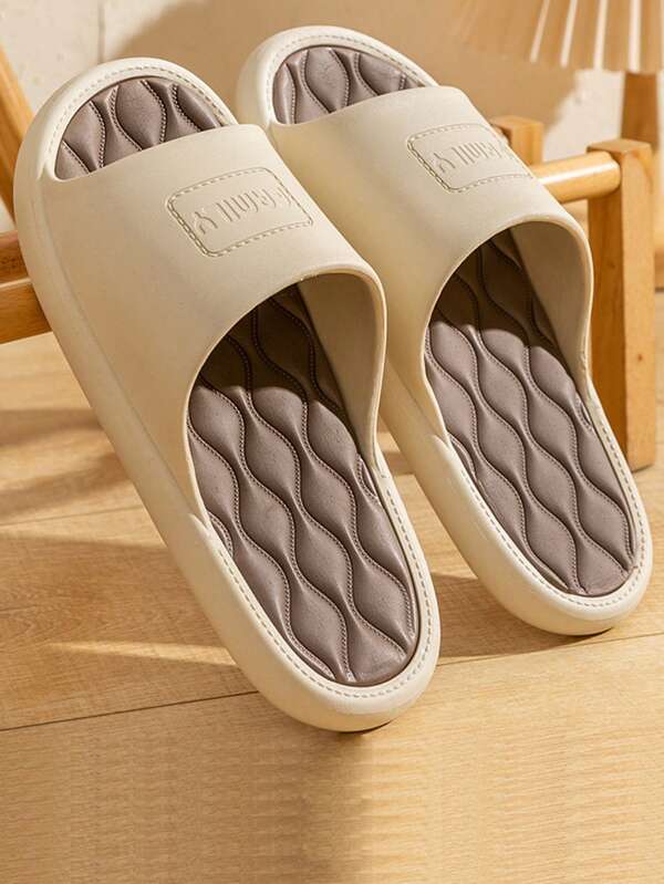 Fashion Slippers For Men, Letter Embossed Single Band Slides