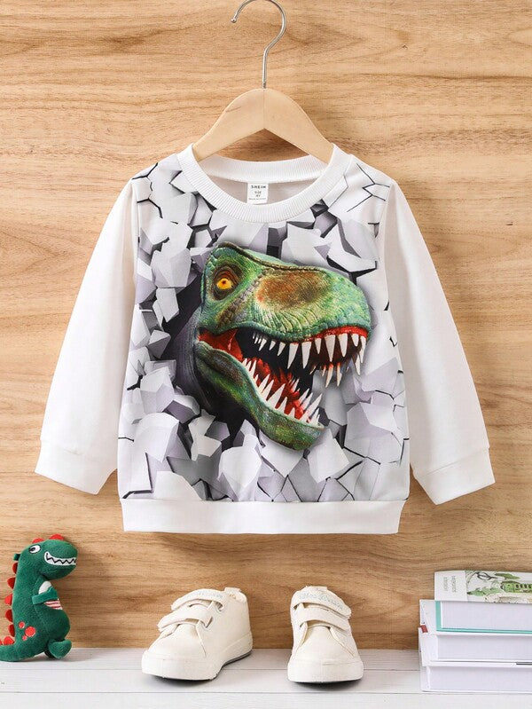 Young Boy Dinosaur Print Sweatshirt