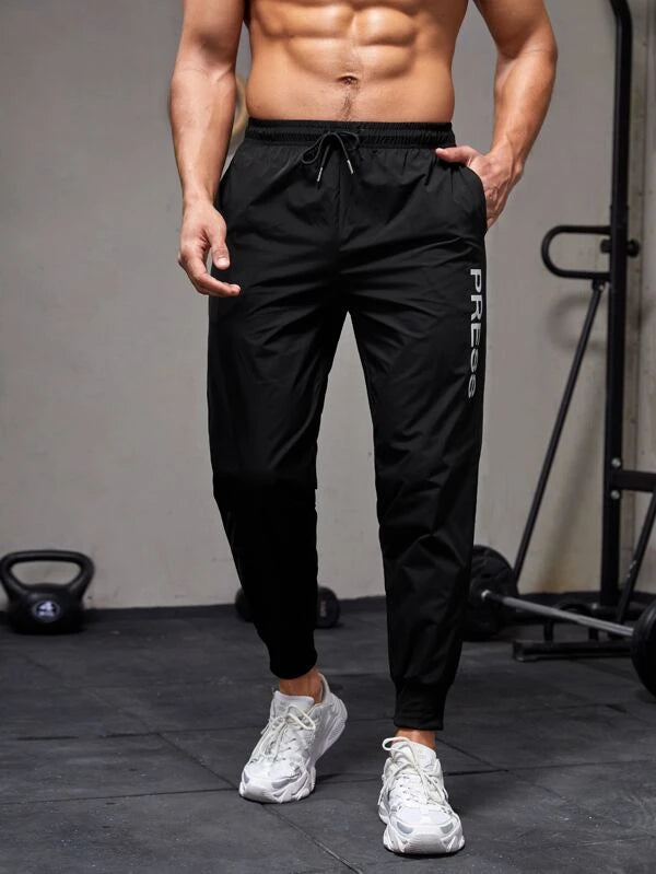 Men Letter Graphic Drawstring Waist Sports Pants