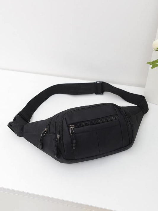 Large Fanny Pack Black Minimalist Adjustable Strap Sling Purse For Daily