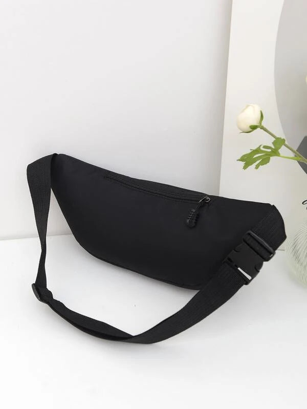 Large Fanny Pack Black Minimalist Adjustable Strap Sling Purse For Daily