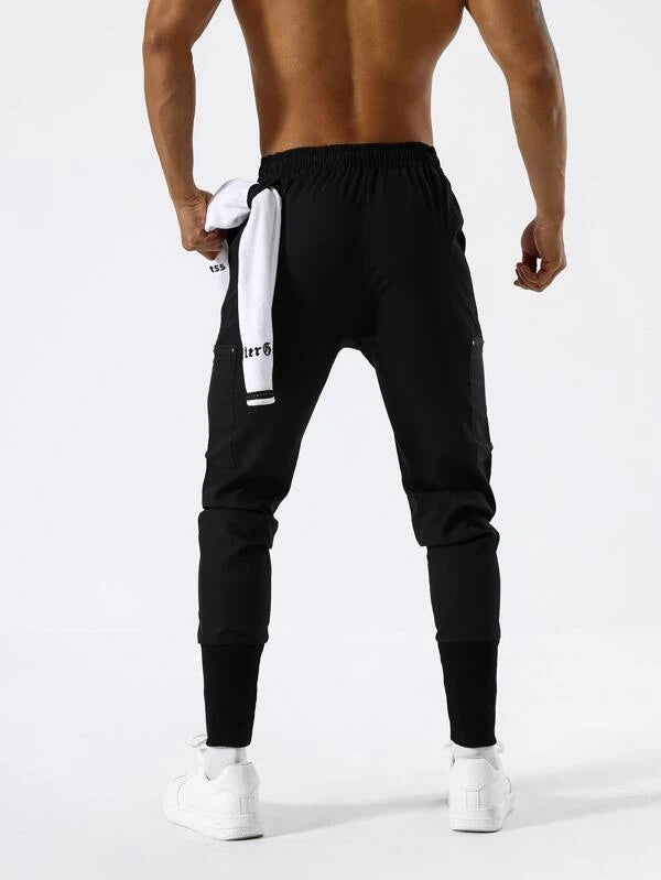 Daily&Casual Men Letter Graphic Drawstring Waist Sports Pants