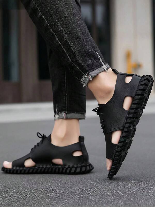 Men Lace-up Front Handmade Sandals, Fashion Sandals