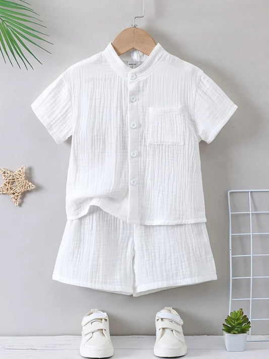 Toddler Boys Patched Pocket Shirt & Shorts