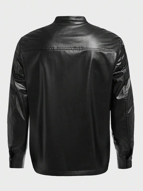 SHEIN Men Zip Up PU Leather Jacket