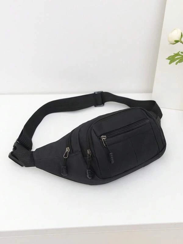 Large Fanny Pack Black Minimalist Adjustable Strap Sling Purse For Daily