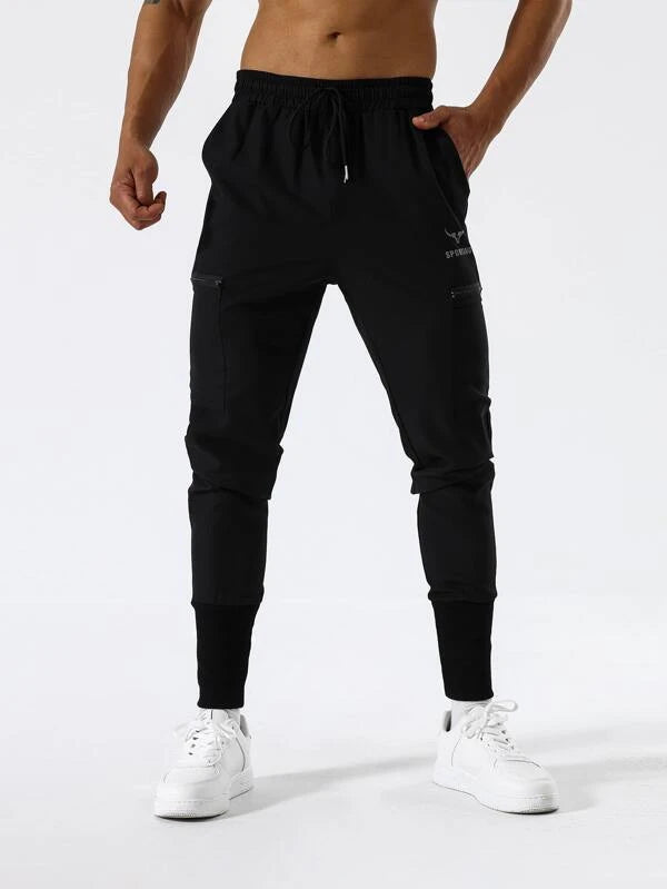 Daily&Casual Men Letter Graphic Drawstring Waist Sports Pants