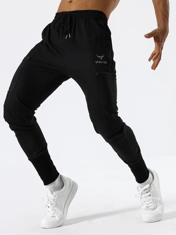 Daily&Casual Men Letter Graphic Drawstring Waist Sports Pants