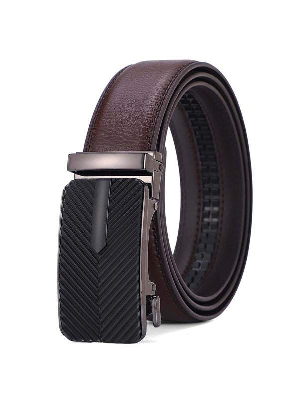 1pc Men Automatic Buckle Decor Fashion Belt For Daily Decoration