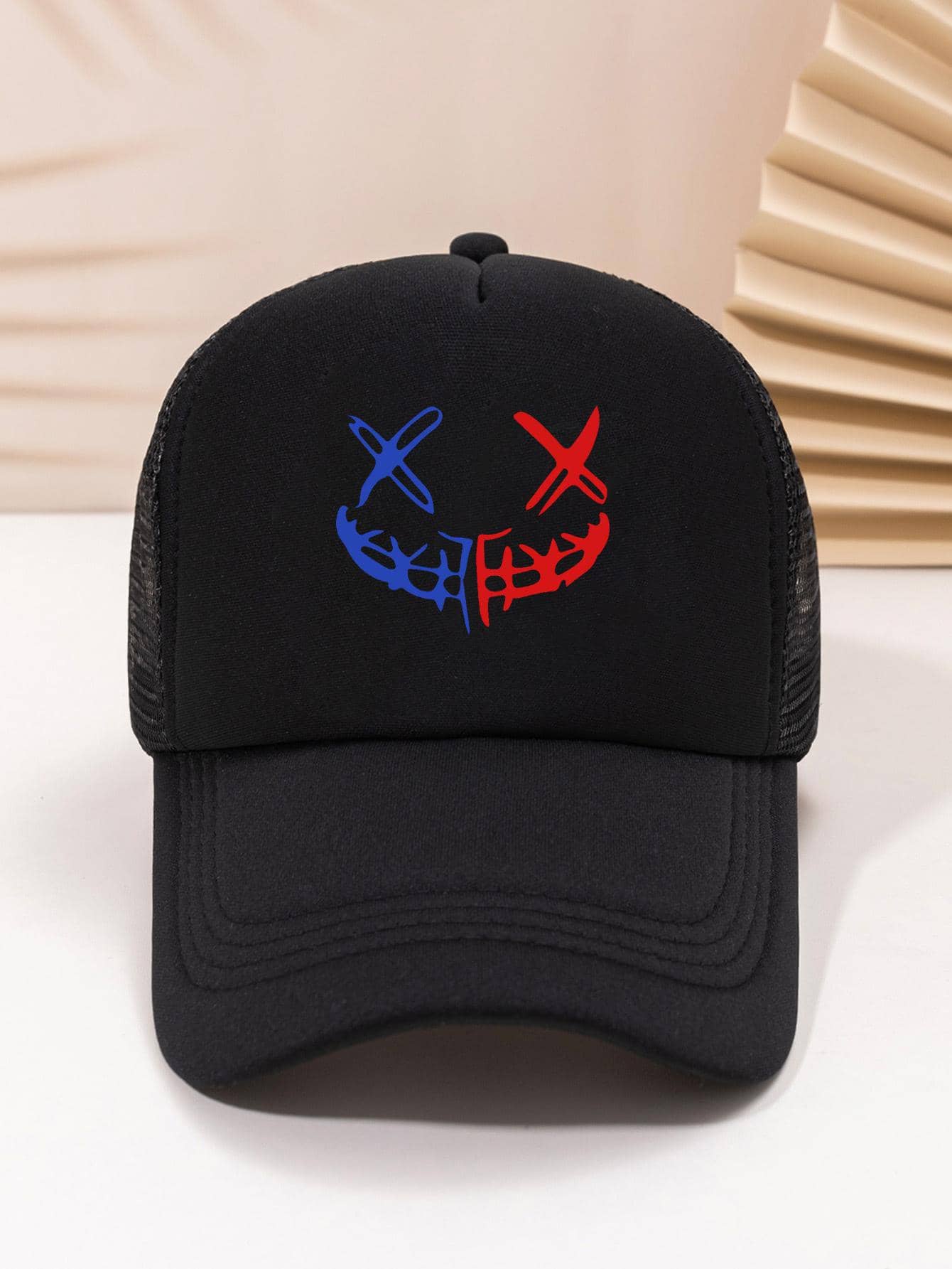 1pc Men Expression Print Fashionable Trucker Hat, For Daily Life