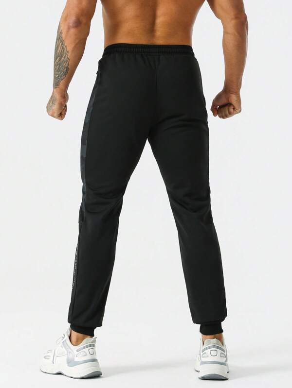 Men Letter Graphic Drawstring Waist Sports Pants