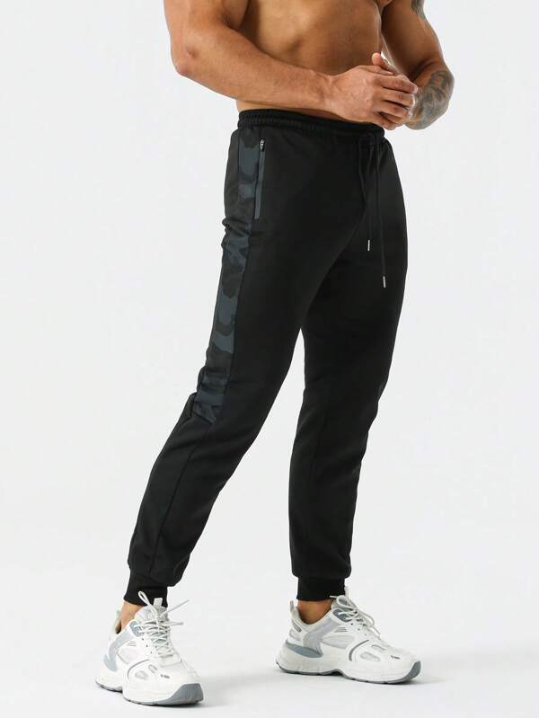 Men Letter Graphic Drawstring Waist Sports Pants