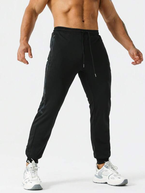 Men Letter Graphic Drawstring Waist Sports Pants