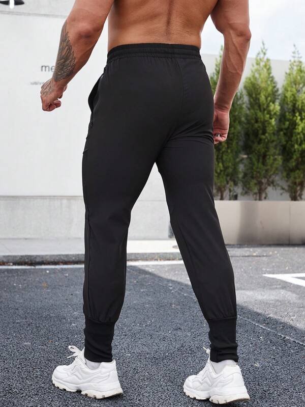 Fitness Men Letter Graphic Drawstring Waist Sports Pants