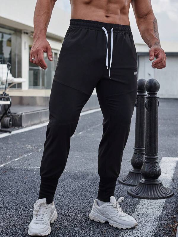 Fitness Men Letter Graphic Drawstring Waist Sports Pants