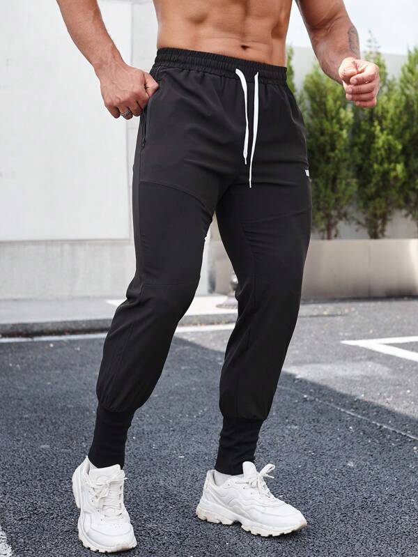 Fitness Men Letter Graphic Drawstring Waist Sports Pants