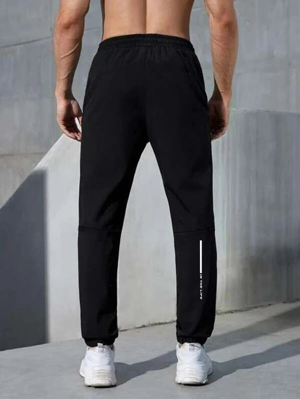 Fitness Men Letter Graphic Drawstring Waist Sports Pants