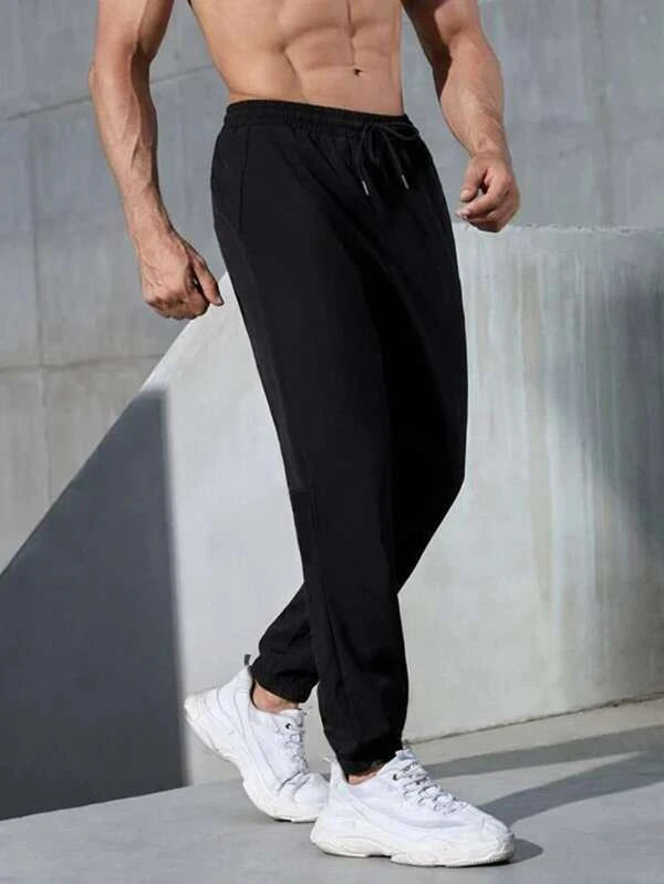 Fitness Men Letter Graphic Drawstring Waist Sports Pants