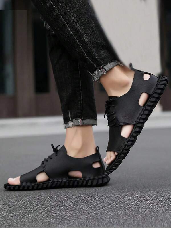 Men Lace-up Front Handmade Sandals, Fashion Sandals