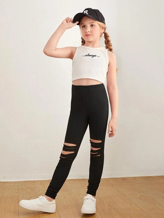 Girls Ladder Cut Out Leggings