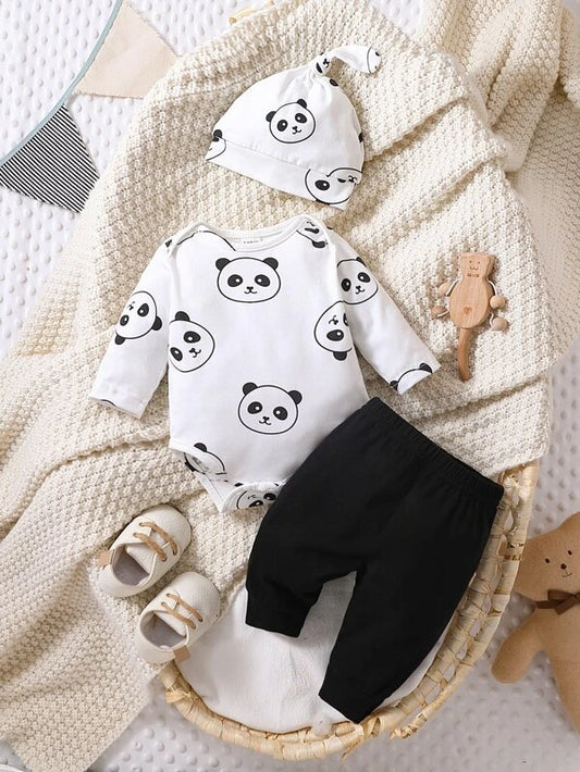 Newborn Baby Panda Print Bodysuit & Pants