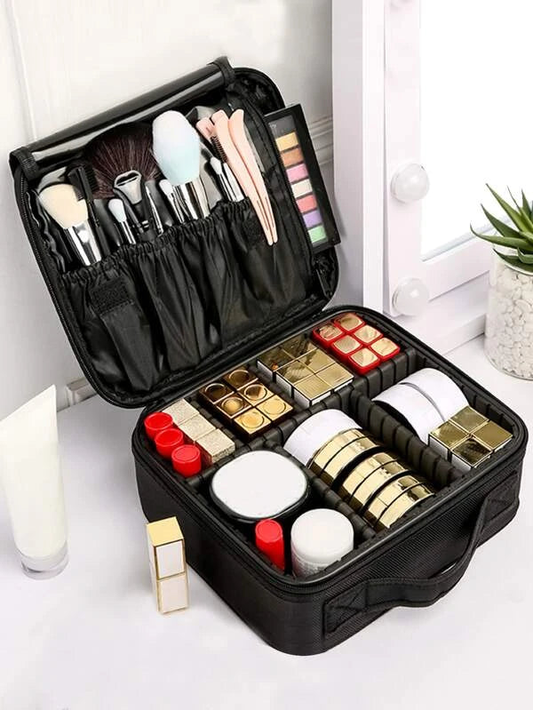 1pc Black Classified Storage Large Capacity Multi-Function Travel Makeup Bag For Women Girls
