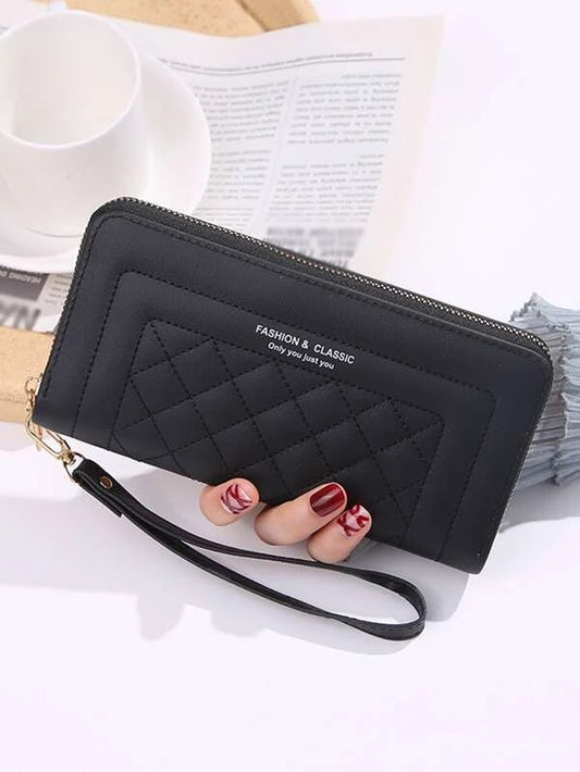 Large-capacity Simple Long Wallet, Artificial Leather Zipper Purse, Casual Multifunctional Clutch Bag