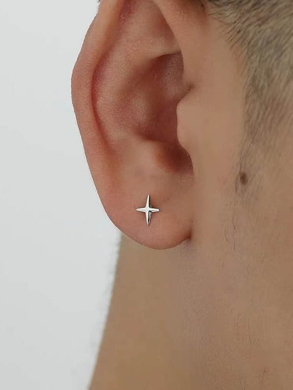 Fashionable and Popular Men Star Stud Earrings Punk Hip Pop Style Alloy Material for Jewelry Gift and for a Stylish Look