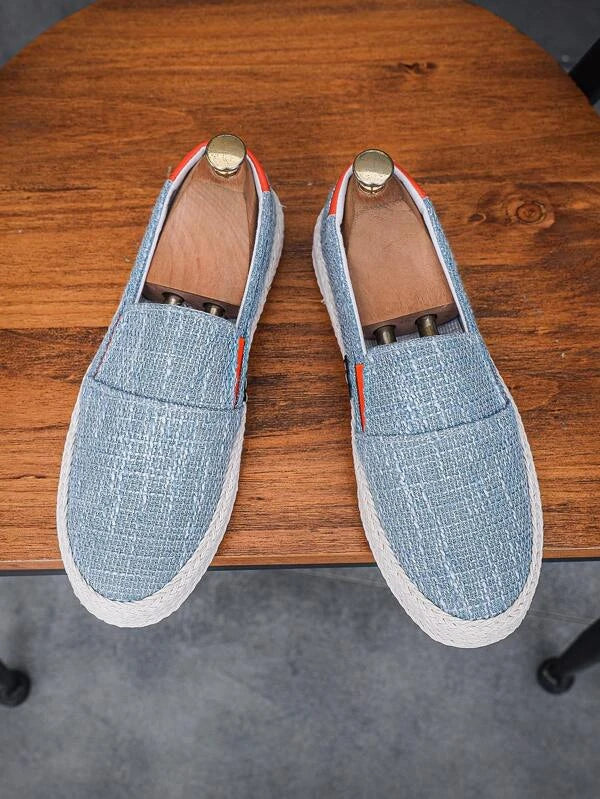 Vacation Espadrille Loafers For Men, Two Tone Canvas Loafers