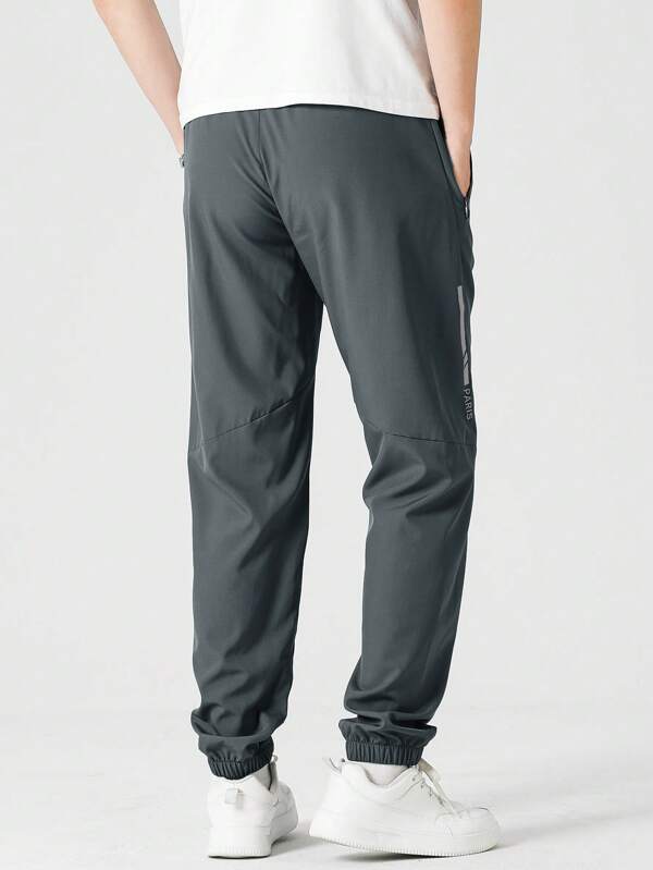 Men Letter Graphic Drawstring Waist Sports Pants