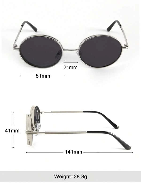 1pair Men Oval Frame Punk Fashion Glasses For Daily Life