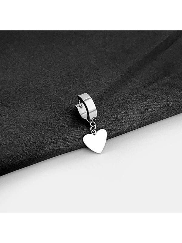 6pcs/set Fashionable Cross-border Minimalist Small Metallic Heart Shaped Ear Stud, Ear Cuff, Ear Wrap For Creative European & American Design, Fashionable Men And Women Ear Accessory