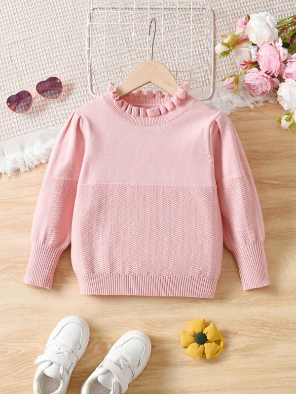 Young Girl Ruffle Trim Sweater