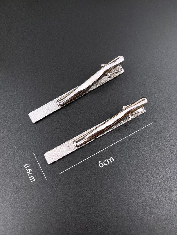 2pcs/set Fashion Zinc Alloy Rhinestone Decor Tie Clip For Men For Wedding Party