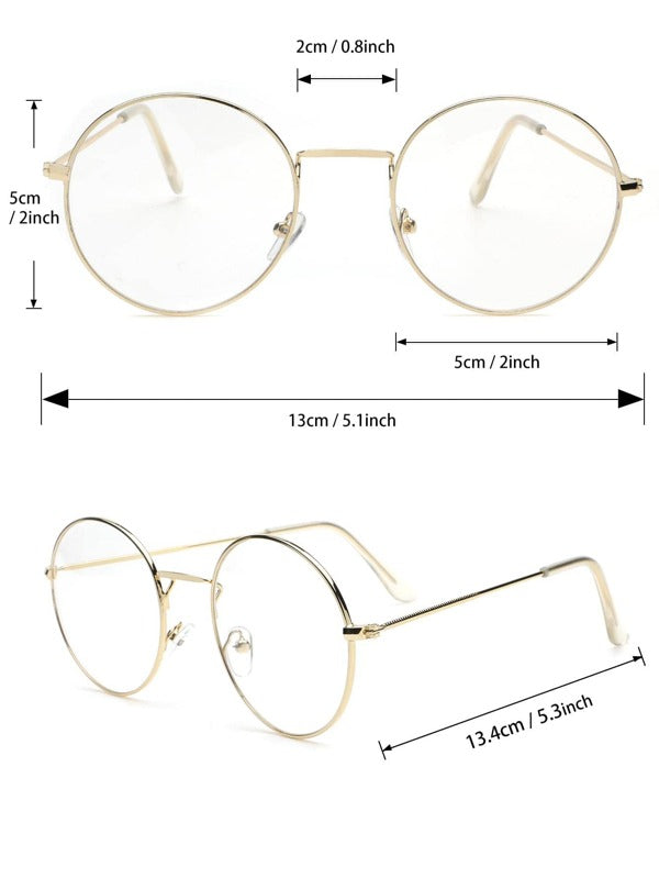 2pairs Men Metal Oval Frame Fashion Versatile Eyeglasses For Daily Life