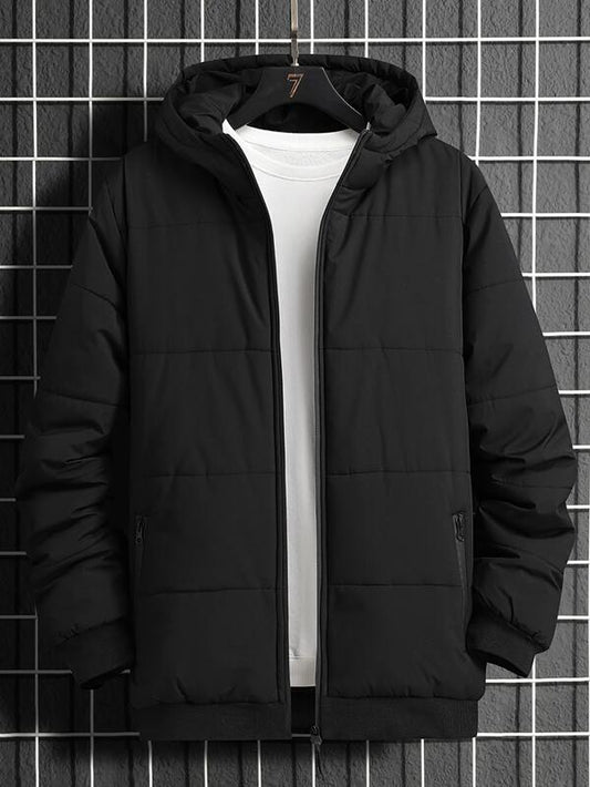 Manfinity Homme Men 1pc Zip Pocket Hooded Puffer Coat