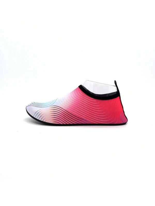 Women Striped Pattern Aqua Socks, Sporty Outdoor Water Shoes