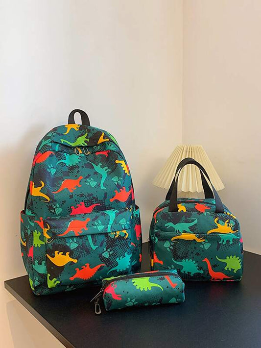 3 Pieces/Set Of Fashionable Printed Leisure Travel Backpack Large Capacity Backpack School Backpack Set Back To School With Lunch Bag With Pencil Bag For Men, Students