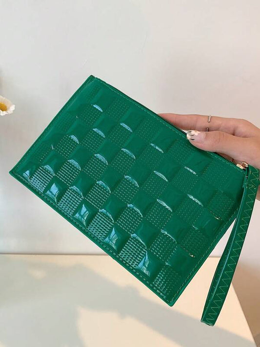 Green Fashionable Zipper Wristlet Clutch Bag