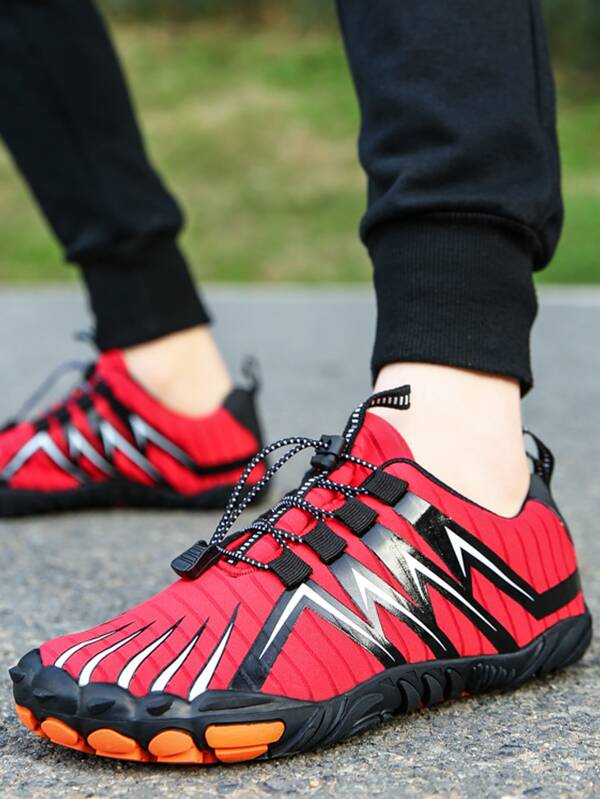 Sporty Creek Shoes For Women, Colorblock Geometric Pattern Drawstring Front Water Shoes