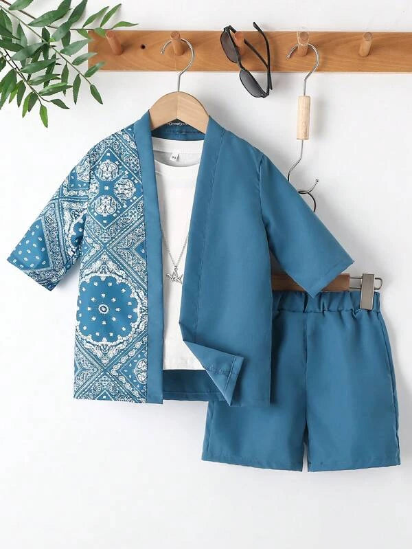 Toddler Boys Paisley Scarf Print Kimono & Shorts Without Tee