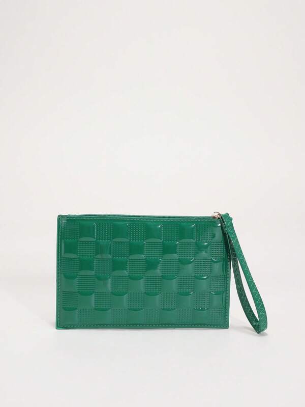 Green Fashionable Zipper Wristlet Clutch Bag