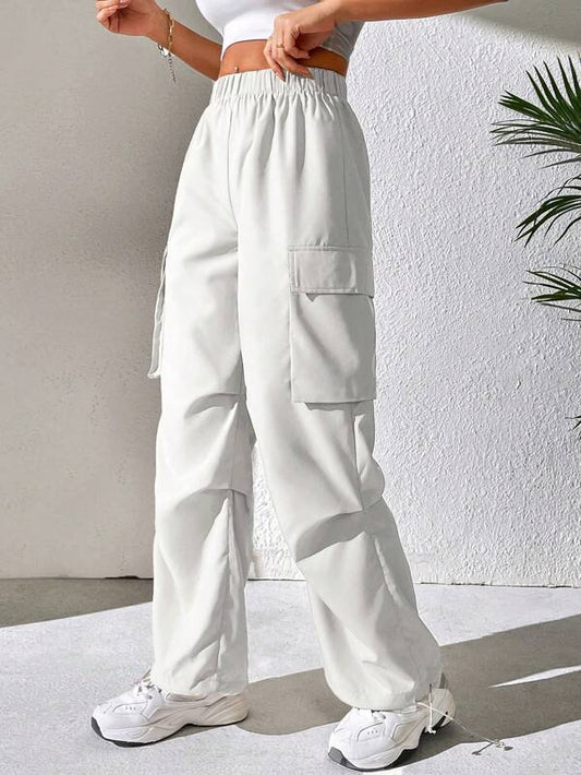 SHEIN PETITE Flap Pocket Side Cargo Pants