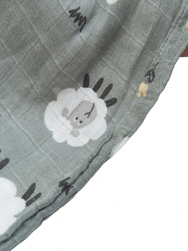 Baby Sheep & Flower Pattern Fabric Comfortable Swaddling Blanket