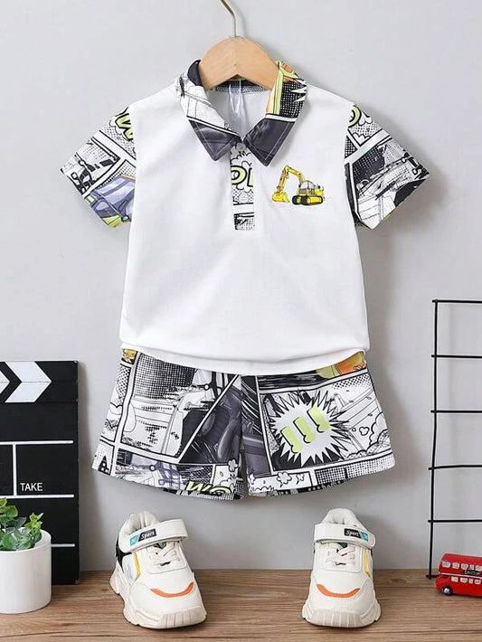 Toddler Boys Letter Graphic Polo Shirt & Shorts