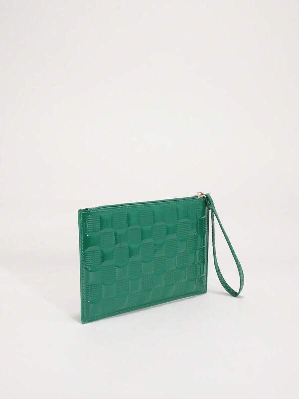 Green Fashionable Zipper Wristlet Clutch Bag