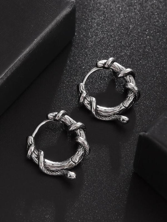 Men Twist Detail Hoop Earrings