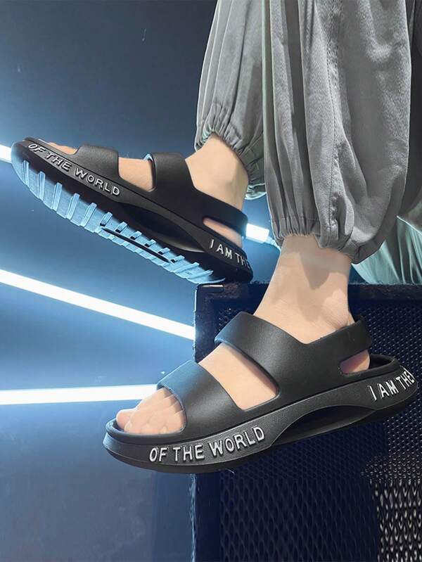 Men Letter Graphic Slingback Casual Sandals, Fashion Summer EVA Sandals